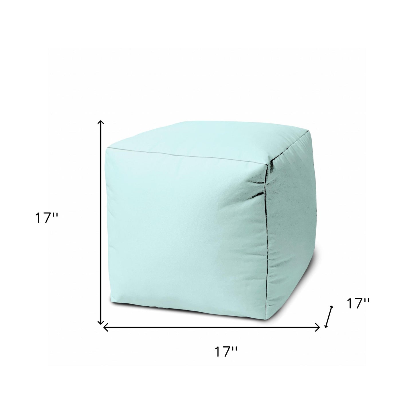 17" Cool Pale Aqua Solid Color Indoor Outdoor Pouf Ottoman