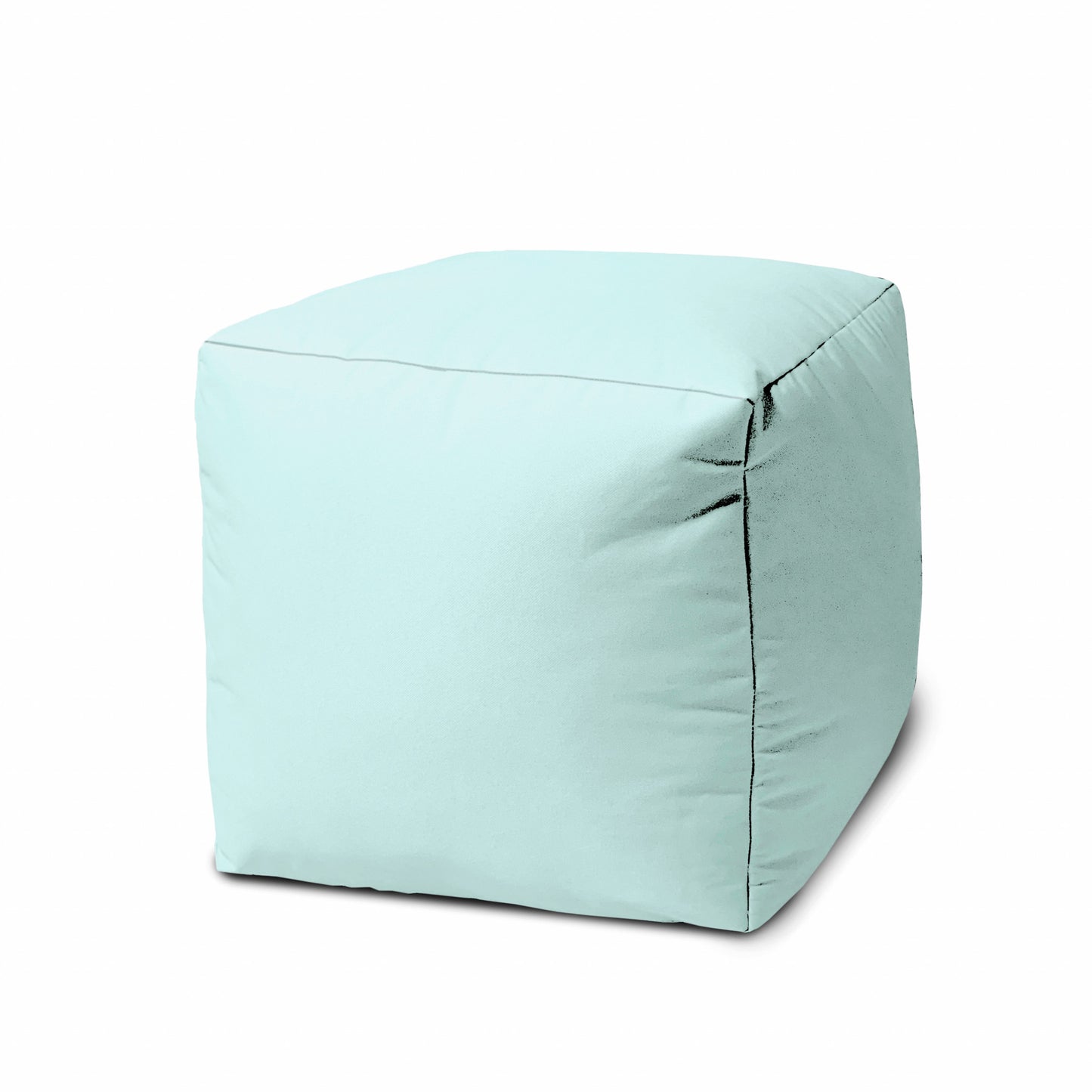 17" Cool Pale Aqua Solid Color Indoor Outdoor Pouf Ottoman