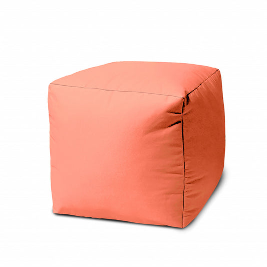 17" Cool Flamingo Coral Solid Color Indoor Outdoor Pouf Ottoman