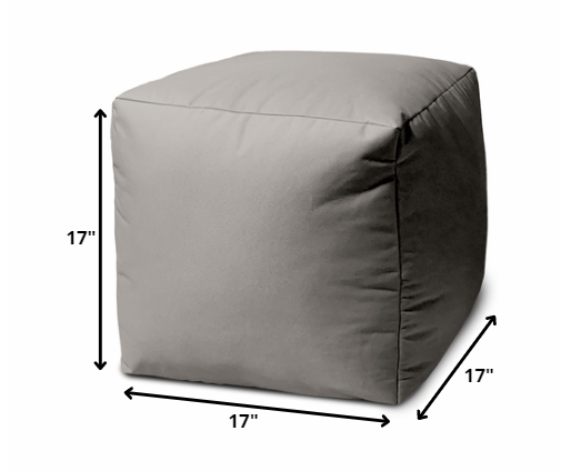 17" Cool Steely Silver Gray Solid Color Indoor Outdoor Pouf Ottoman