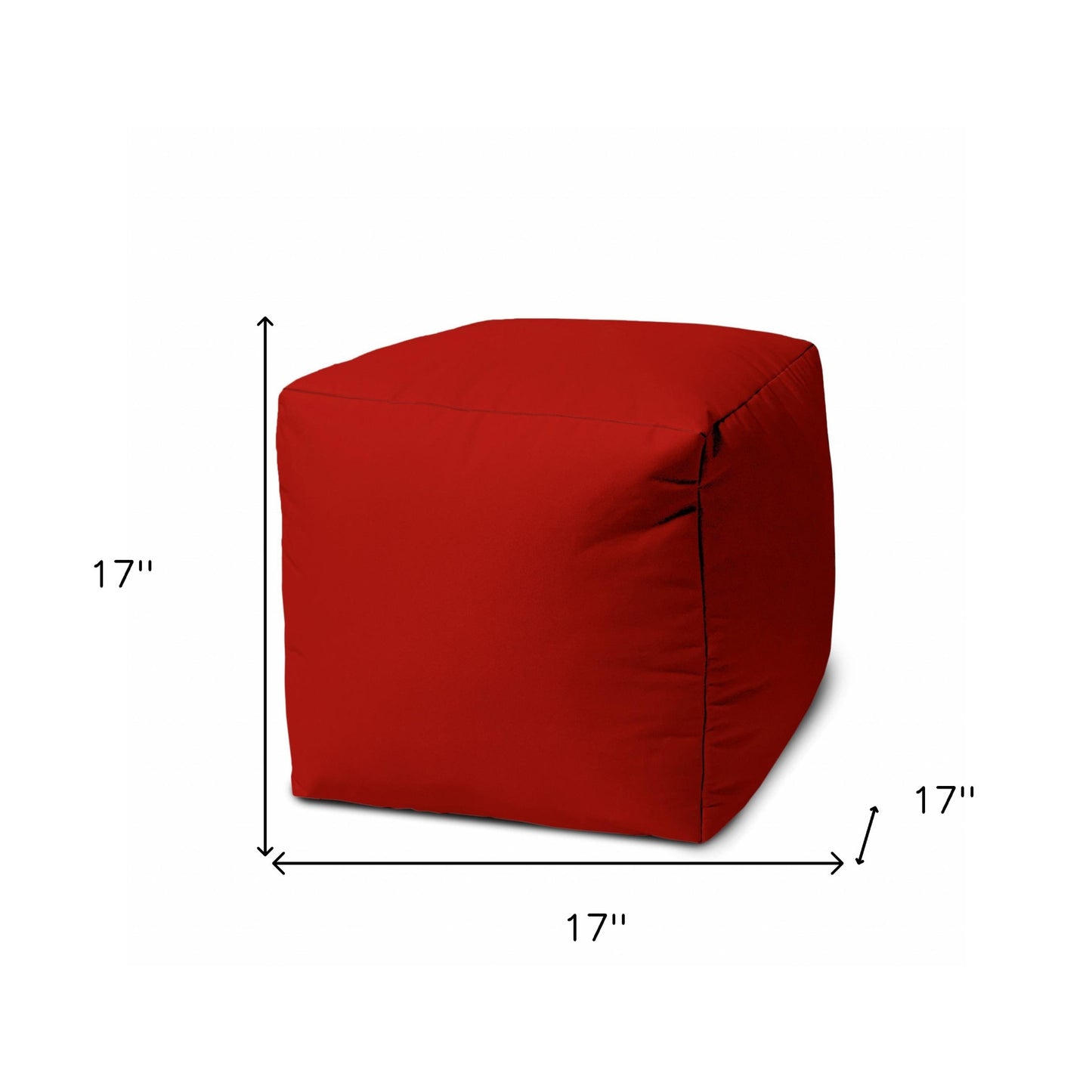 17" Cool Primary Red Solid Color Indoor Outdoor Pouf Ottoman