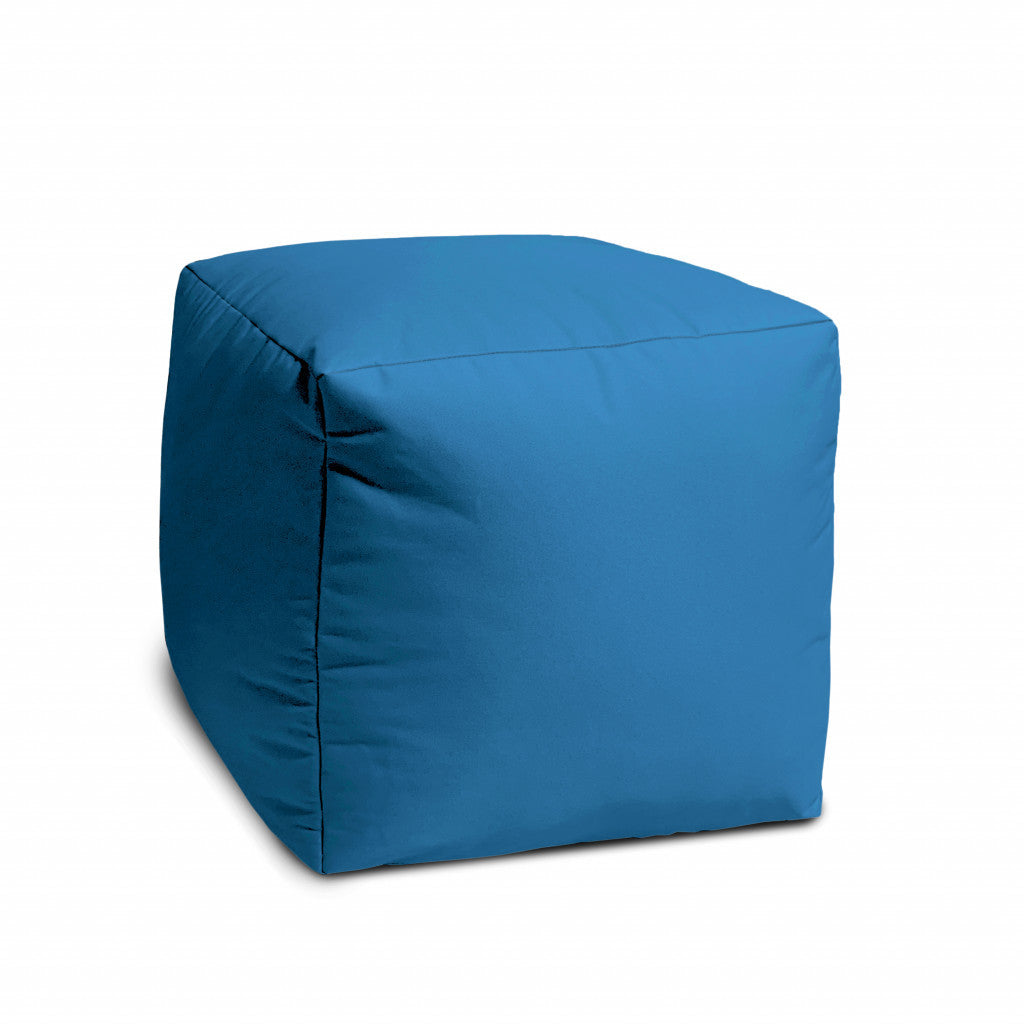 17" Cool Bright Teal Blue Solid Color Indoor Outdoor Pouf Ottoman