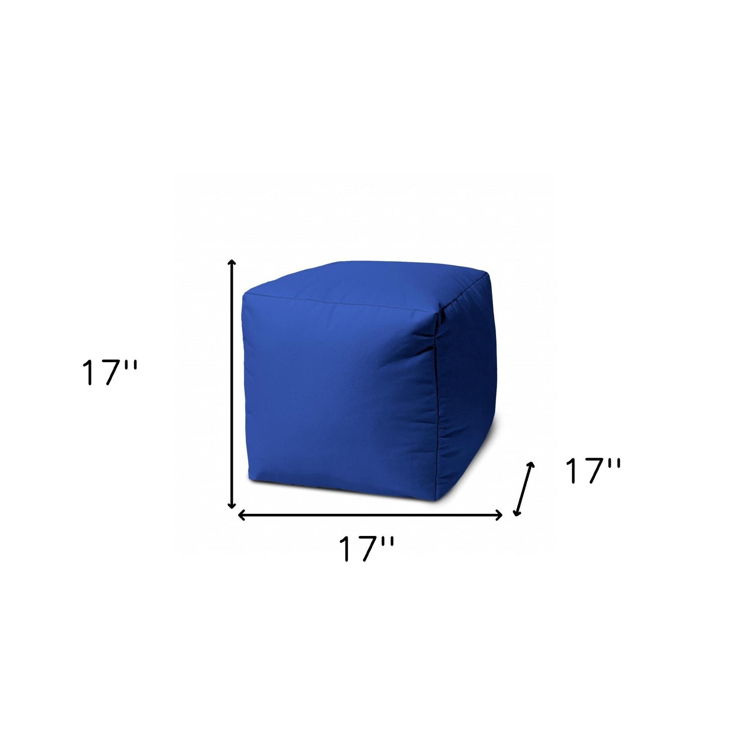 17" Blue Canvas Cube Outdoor Pouf Ottoman