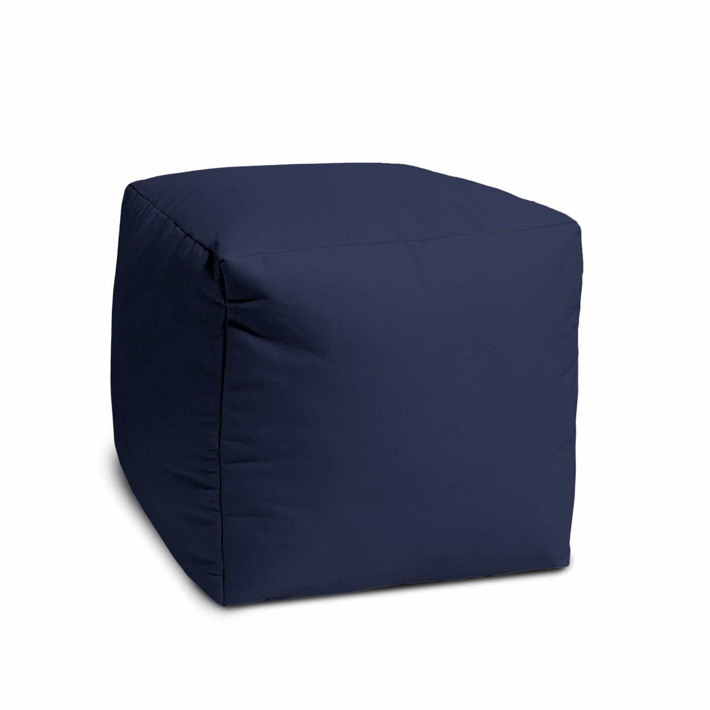 17" Navy Blue Cube Indoor Outdoor Pouf Ottoman