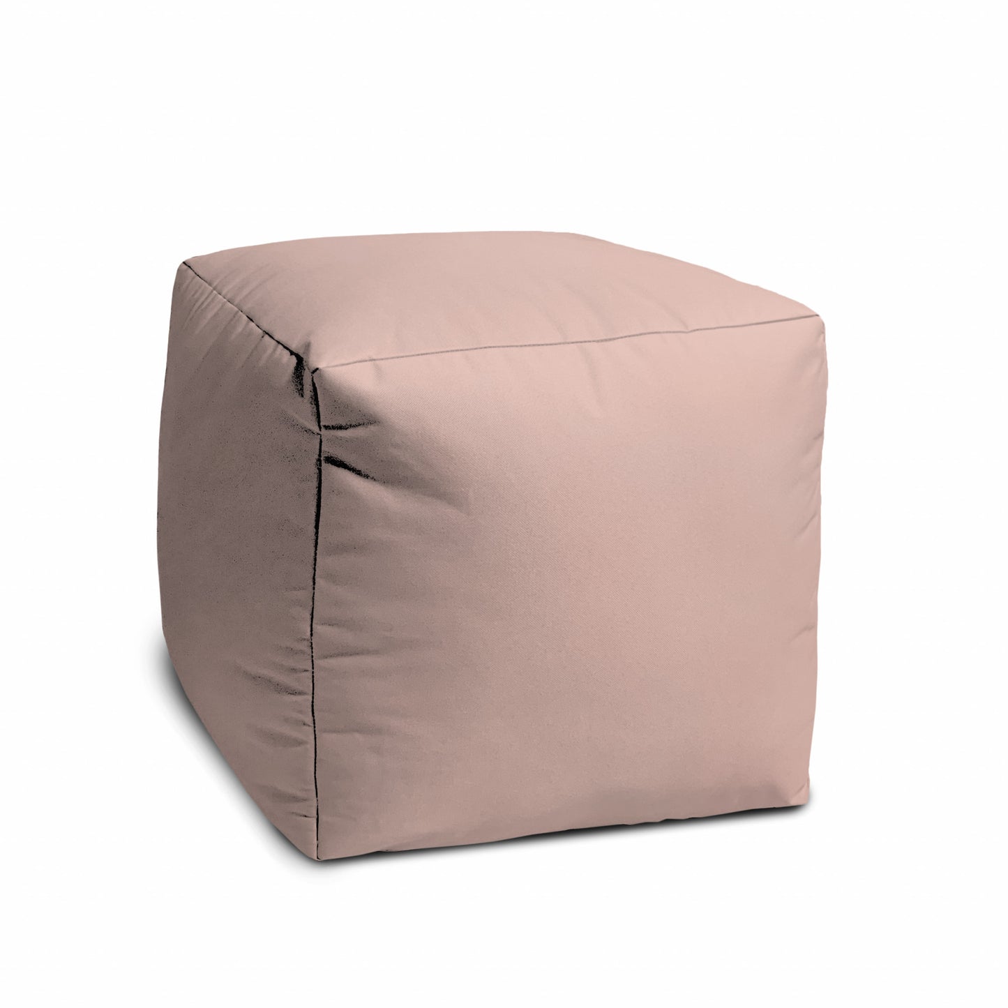 17" Pale Pink Canvas Cube Outdoor Pouf Ottoman