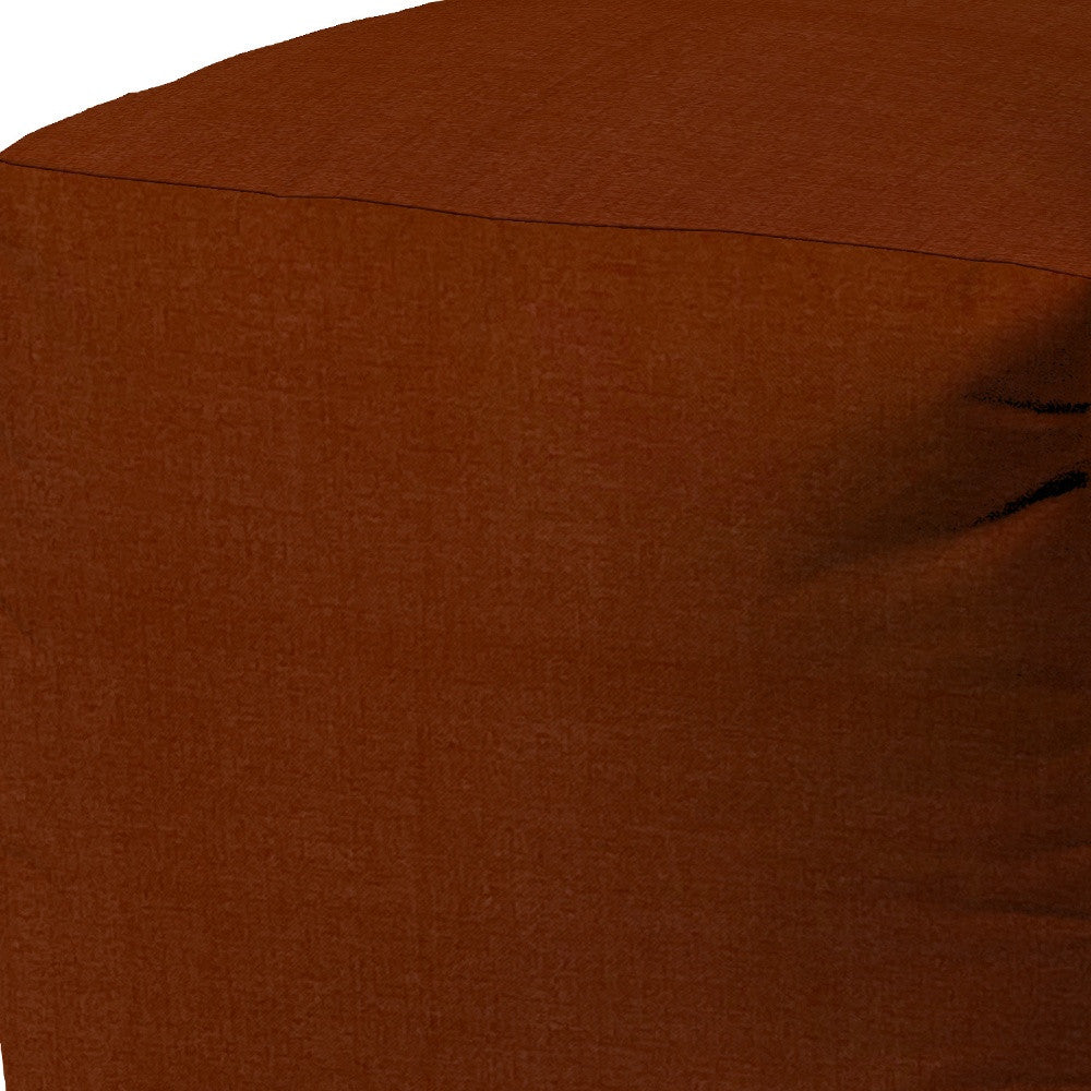 17" Orange Polyester Cube Indoor Outdoor Pouf Ottoman