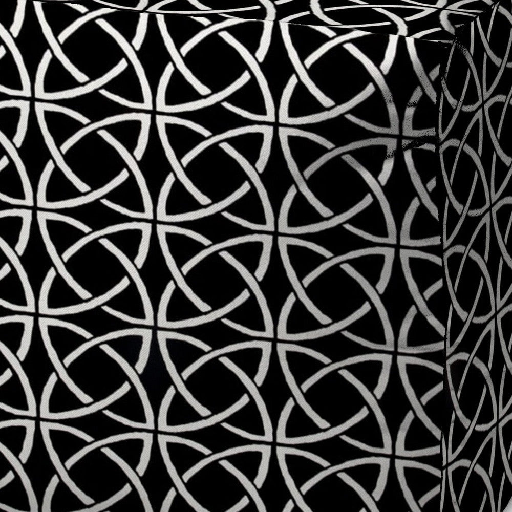 17" Black And White Polyester Cube Geometric Indoor Outdoor Pouf Ottoman