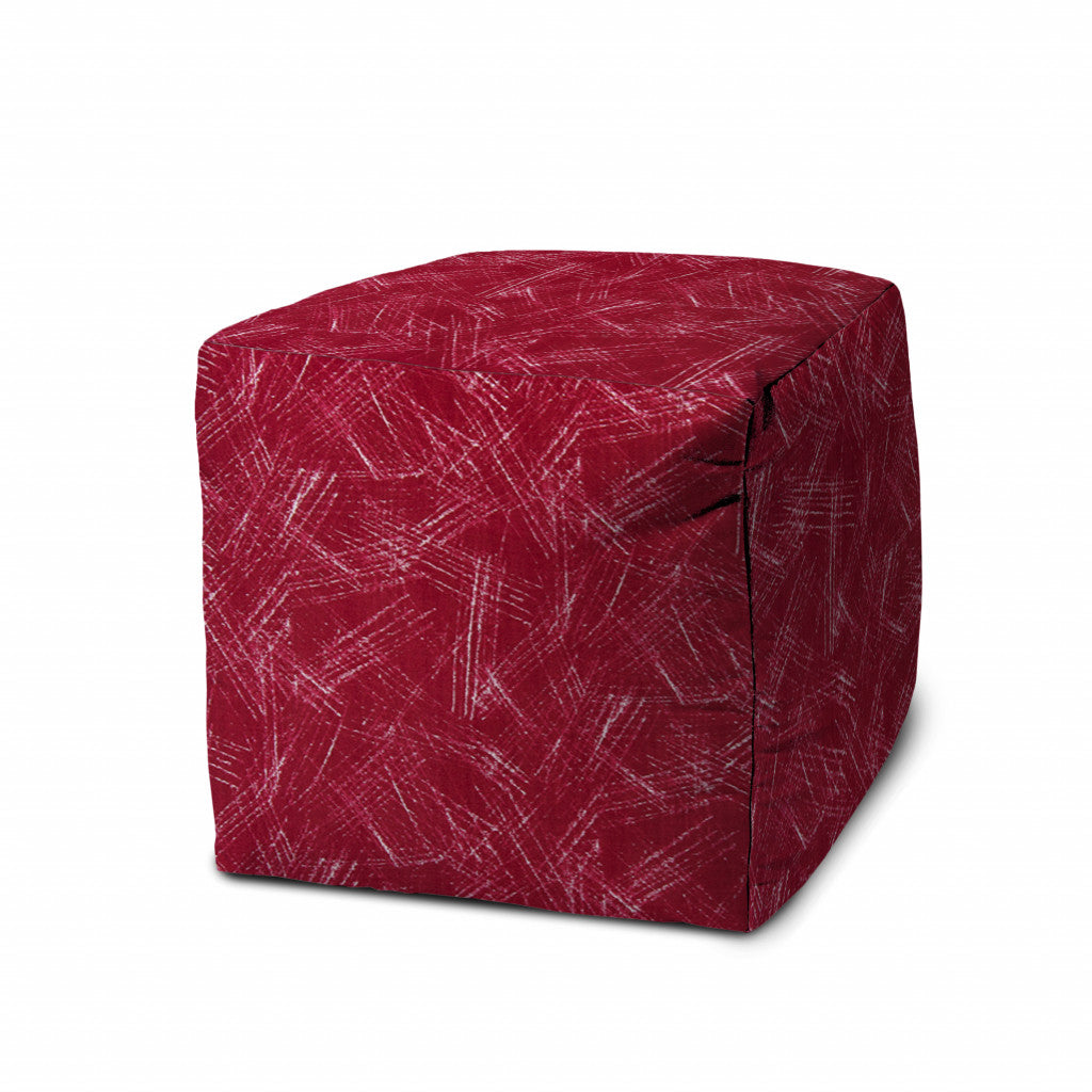 17" Pink Polyester Cube Striped Indoor Outdoor Pouf Ottoman