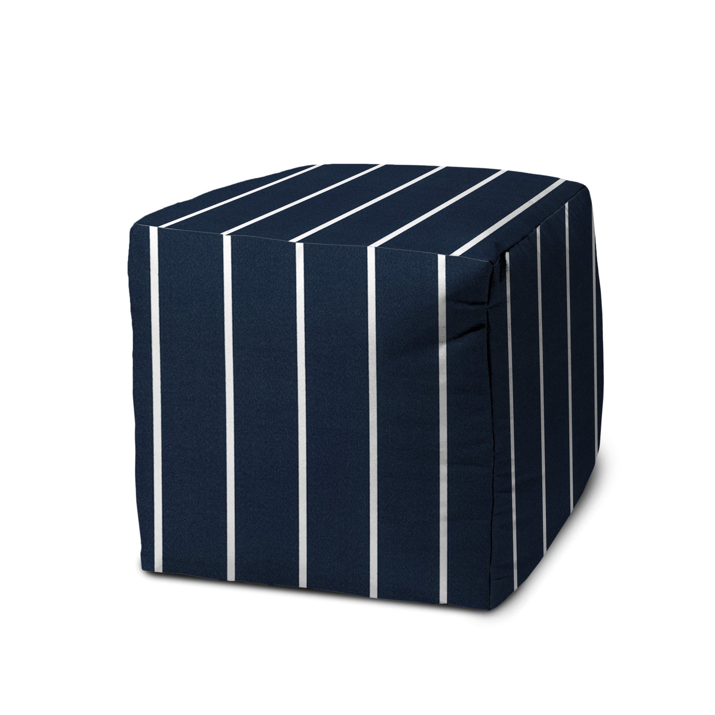 17" Taupe Polyester Cube Striped Indoor Outdoor Pouf Ottoman