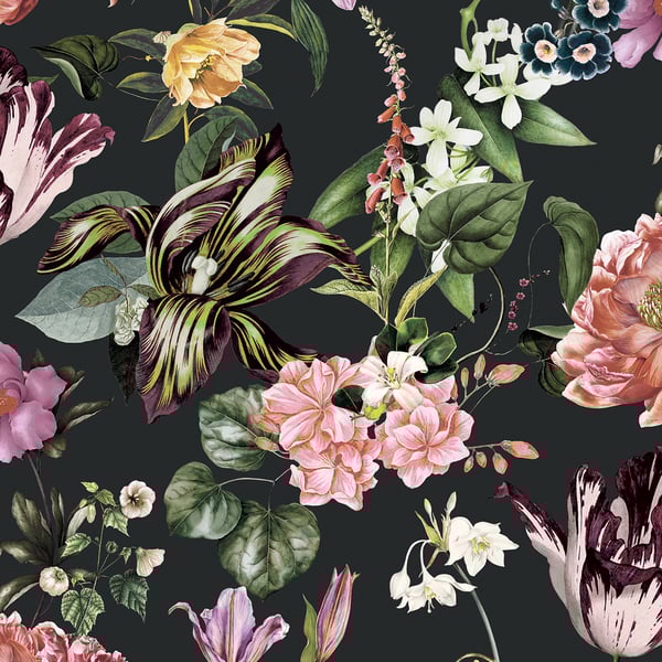 Galerie Wallcoverings Flora Floral Rhapsody Galerie Wallcoverings  Black   - 47460