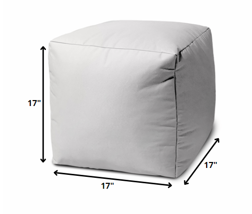 17" Cool Crisp White Solid Color Indoor Outdoor Pouf Cover