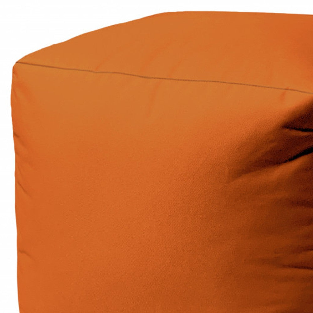 17" Cool Orange Solid Color Indoor Outdoor Pouf Cover