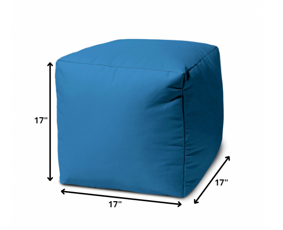 17" Cool Bright Teal Blue Solid Color Indoor Outdoor Pouf Cover