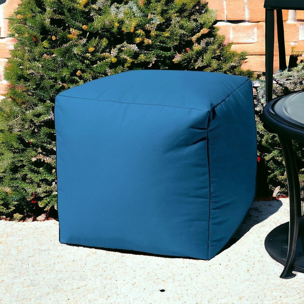 17" Cool Bright Teal Blue Solid Color Indoor Outdoor Pouf Cover