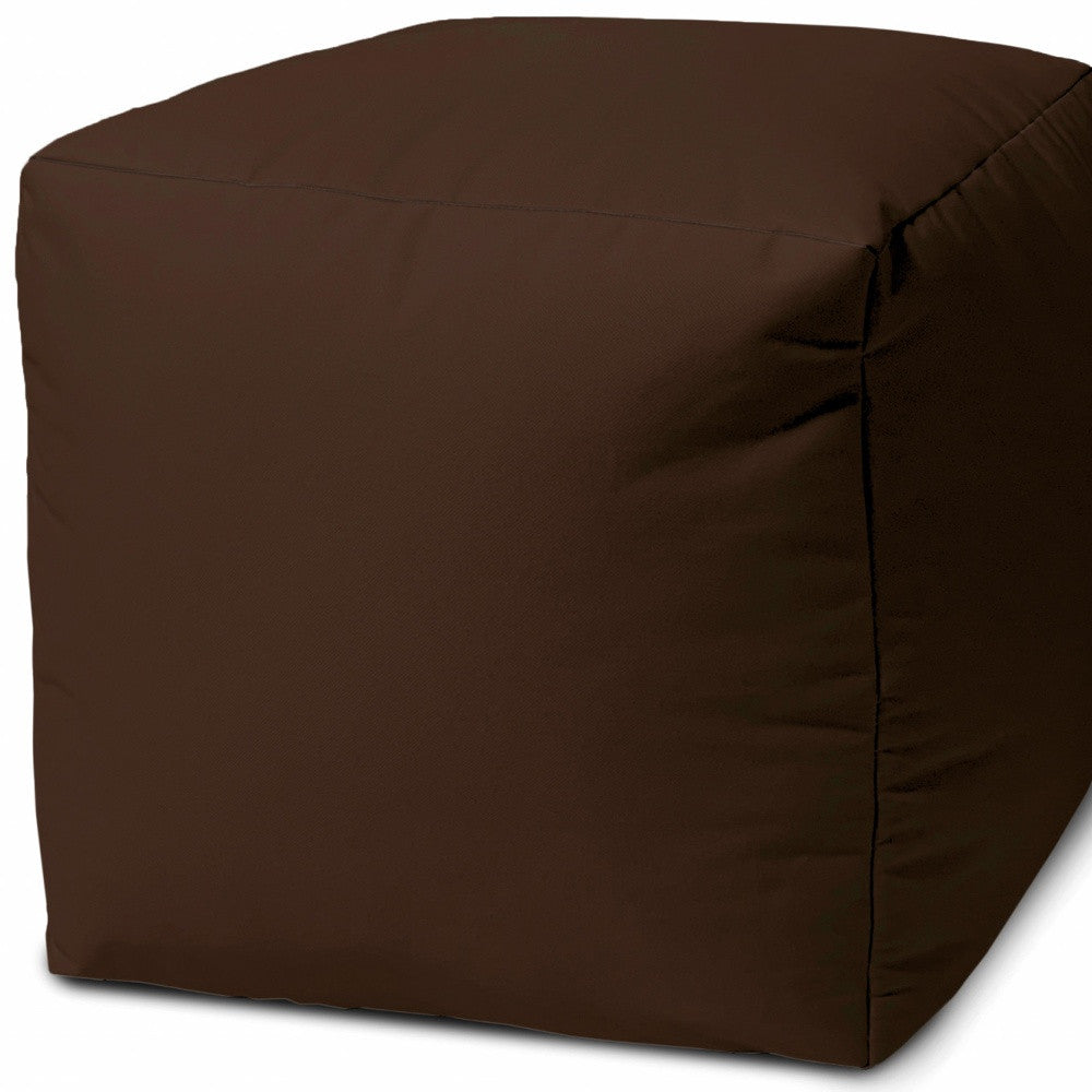 17" Cool Dark Chocolate Brown Solid Color Indoor Outdoor Pouf Cover