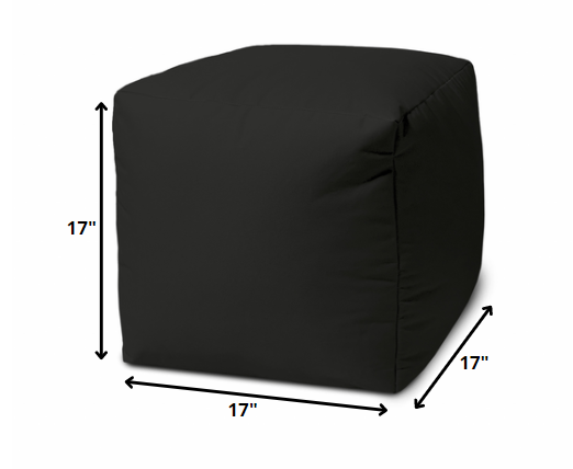 17" Cool Jet Black Solid Color Indoor Outdoor Pouf Cover