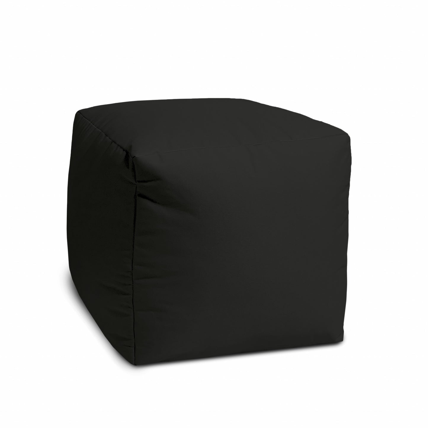 17" Cool Jet Black Solid Color Indoor Outdoor Pouf Cover