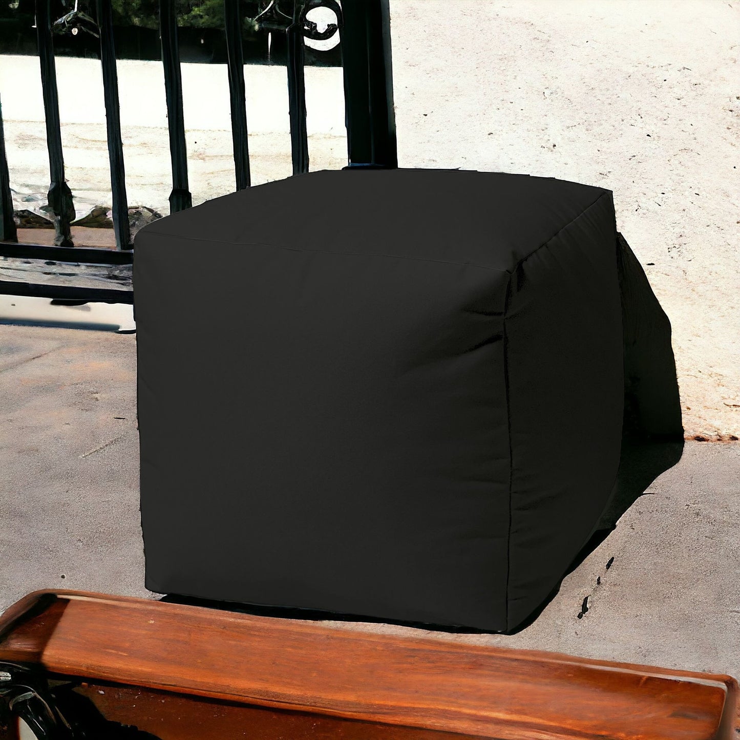 17" Cool Jet Black Solid Color Indoor Outdoor Pouf Cover