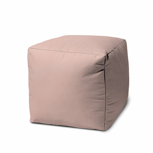 17" Pale Pink Canvas Cube Outdoor Pouf Cover