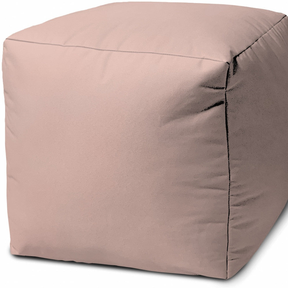 17" Pale Pink Canvas Cube Outdoor Pouf Cover