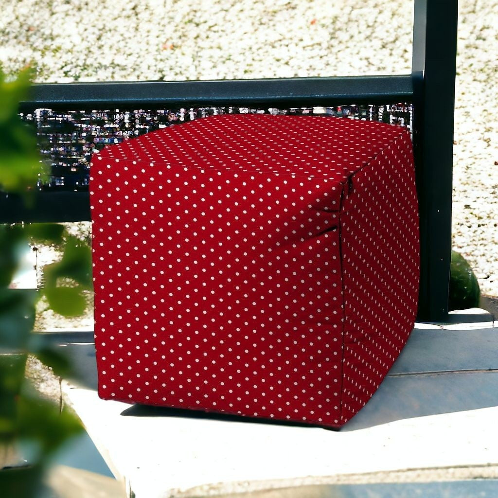 17" Turquoise Cube Polka Dots Indoor Outdoor Pouf Cover