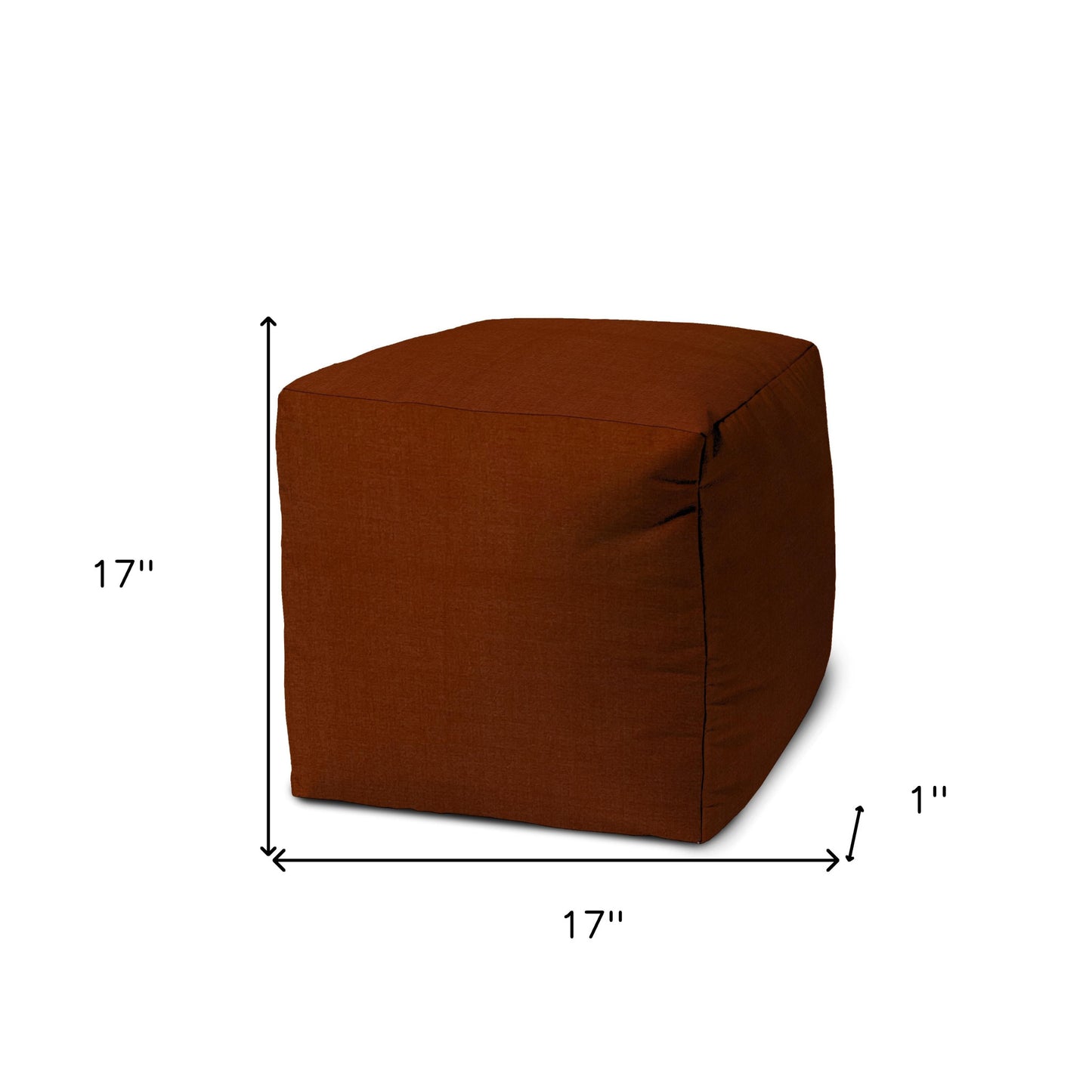 17" Orange Polyester Cube Indoor Outdoor Pouf Cover