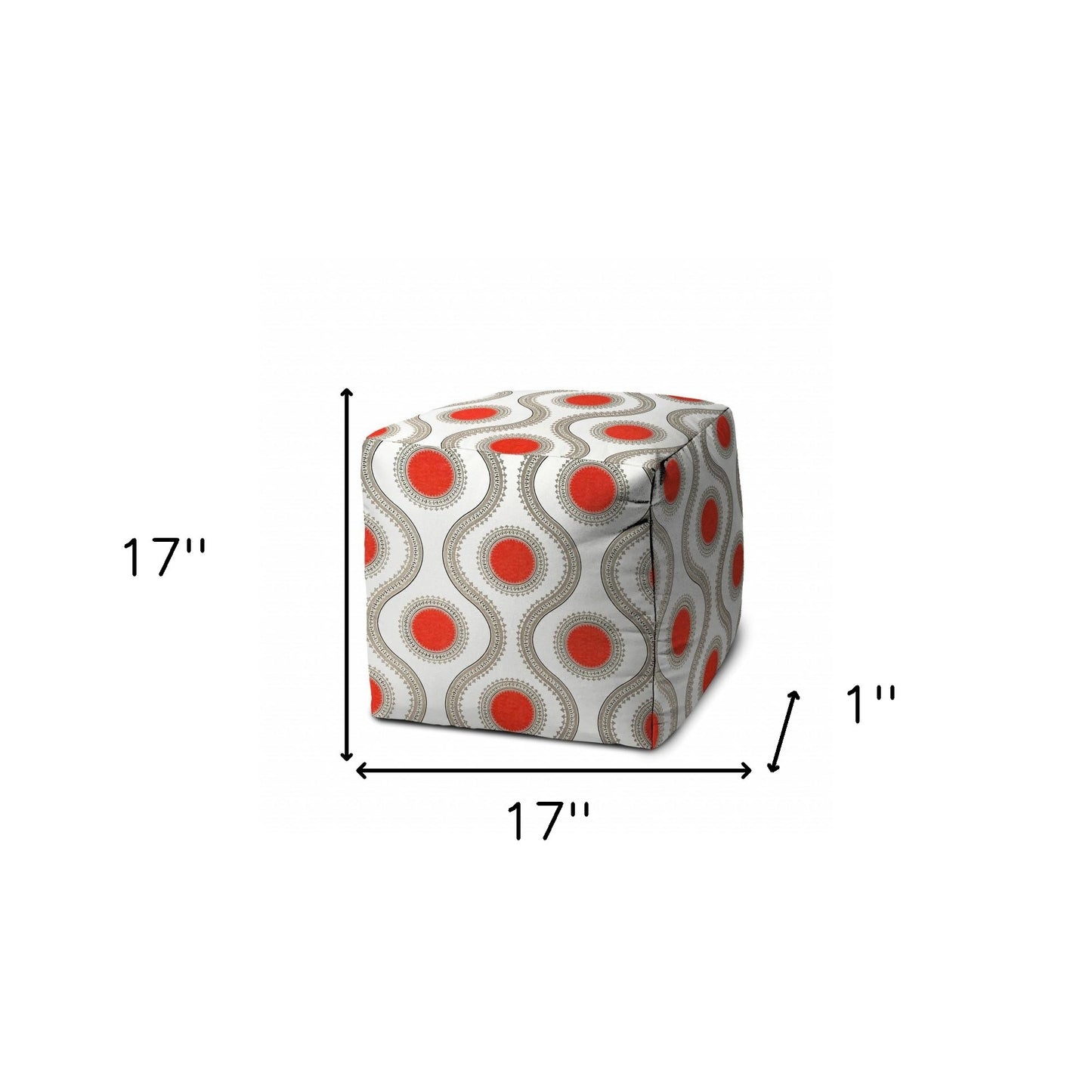 17" Gray Cube Geometric Indoor Outdoor Pouf Cover