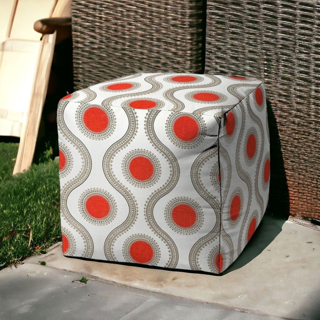 17" Gray Cube Geometric Indoor Outdoor Pouf Cover