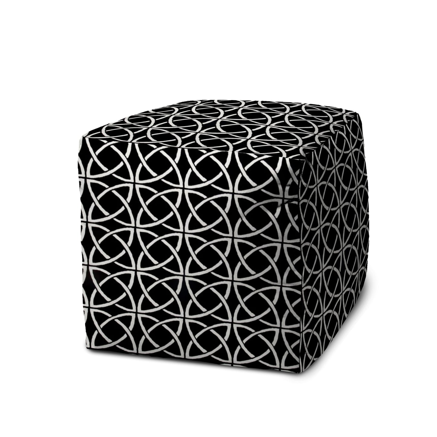 17" Black Cube Geometric Indoor Outdoor Pouf Cover