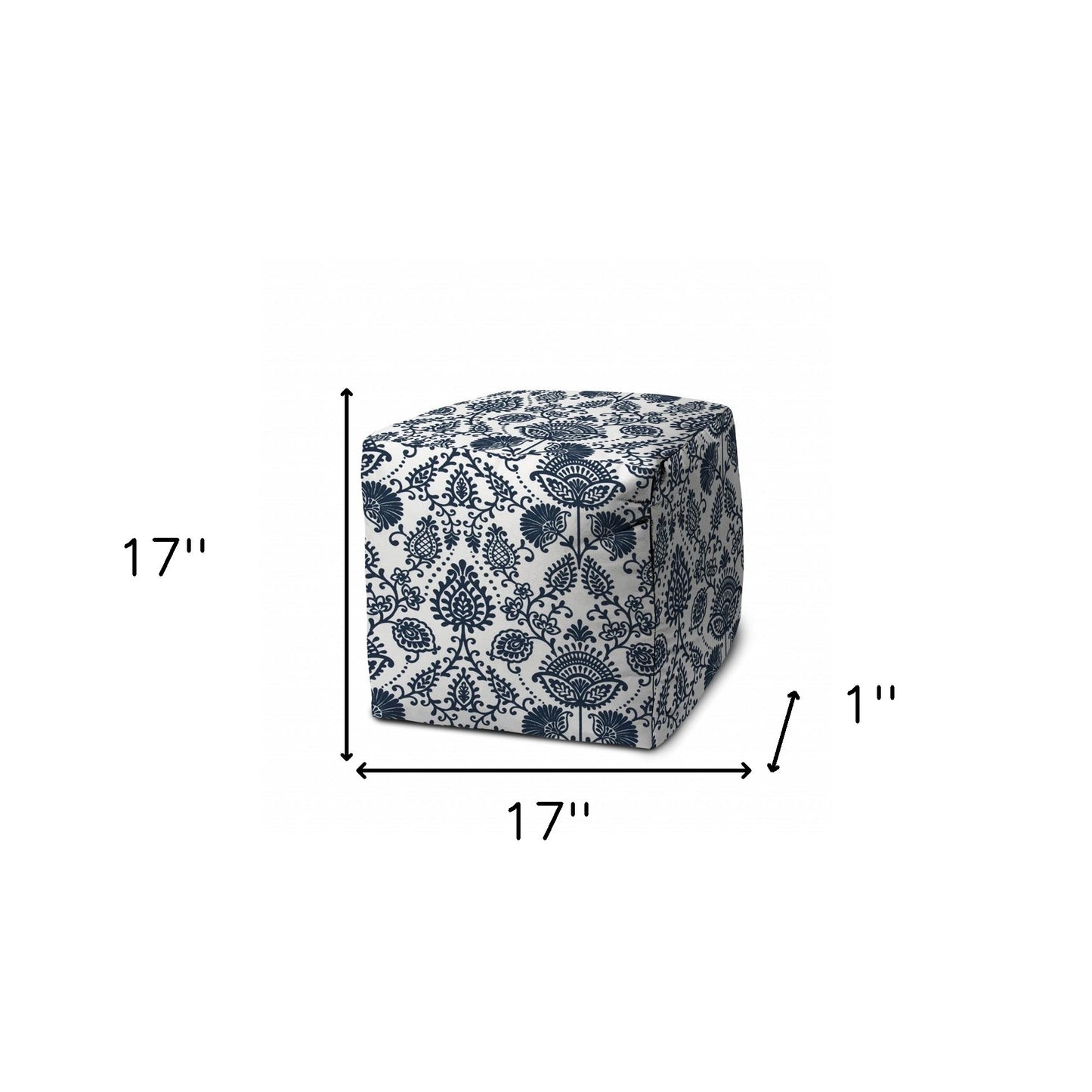 17" Blue Cube Indoor Outdoor Pouf Cover