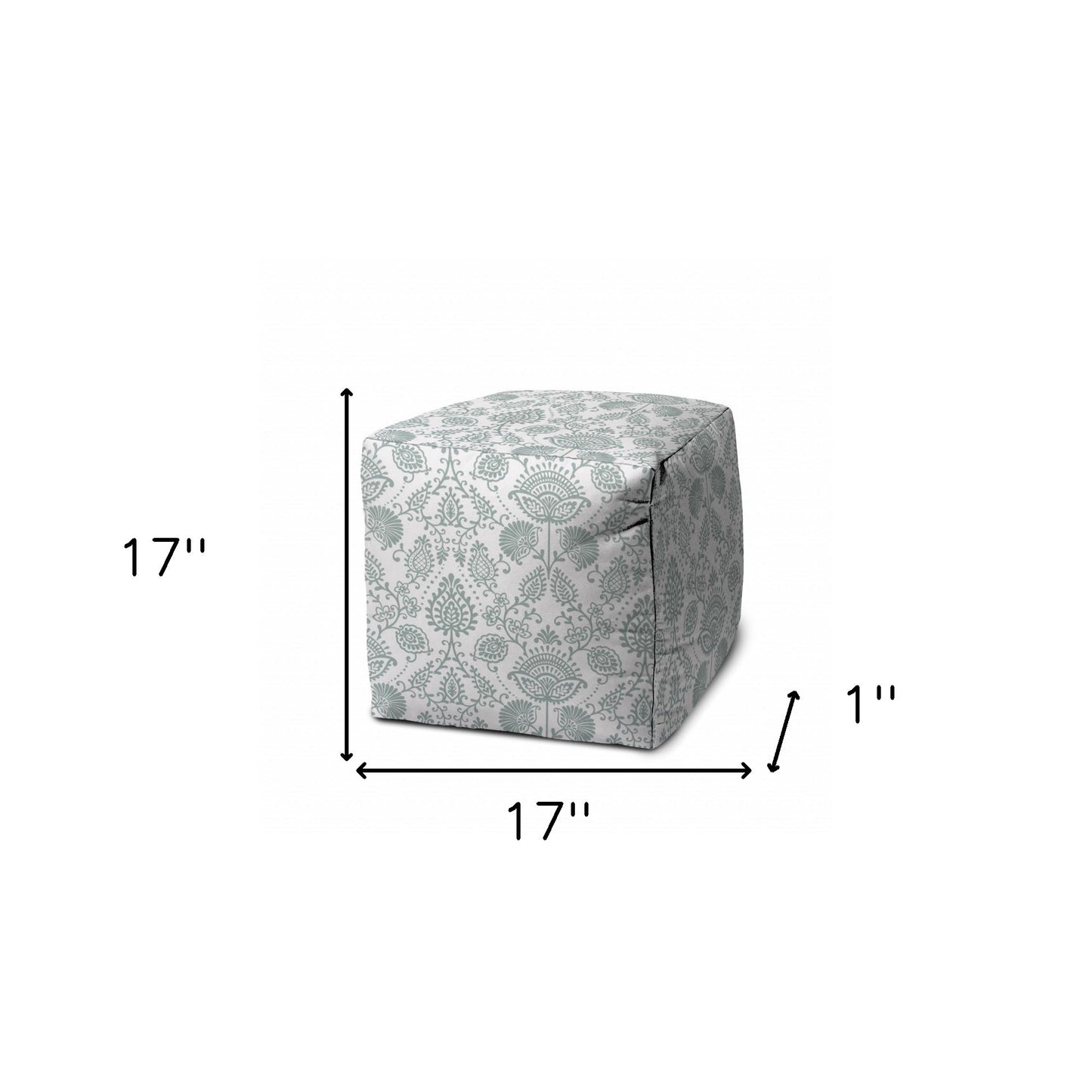 17" Blue Cube Indoor Outdoor Pouf Cover