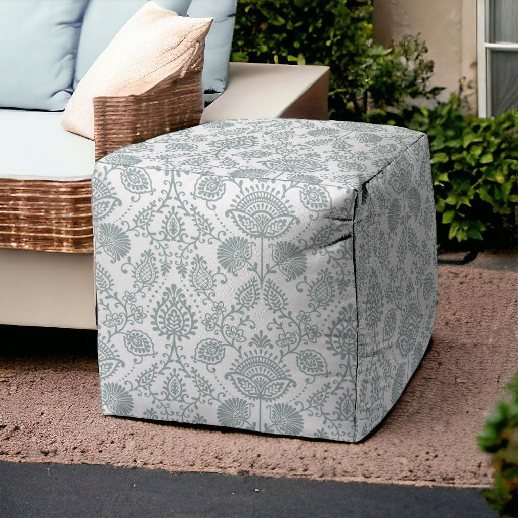 17" Blue Cube Indoor Outdoor Pouf Cover