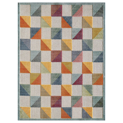 8' X 10' Orange And Ivory Indoor Outdoor Area Rug