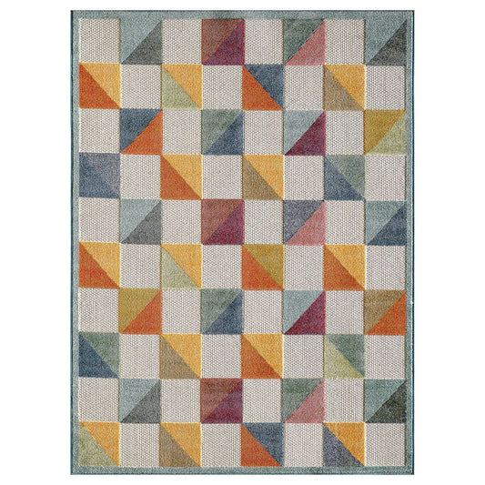 8' X 10' Orange And Ivory Indoor Outdoor Area Rug