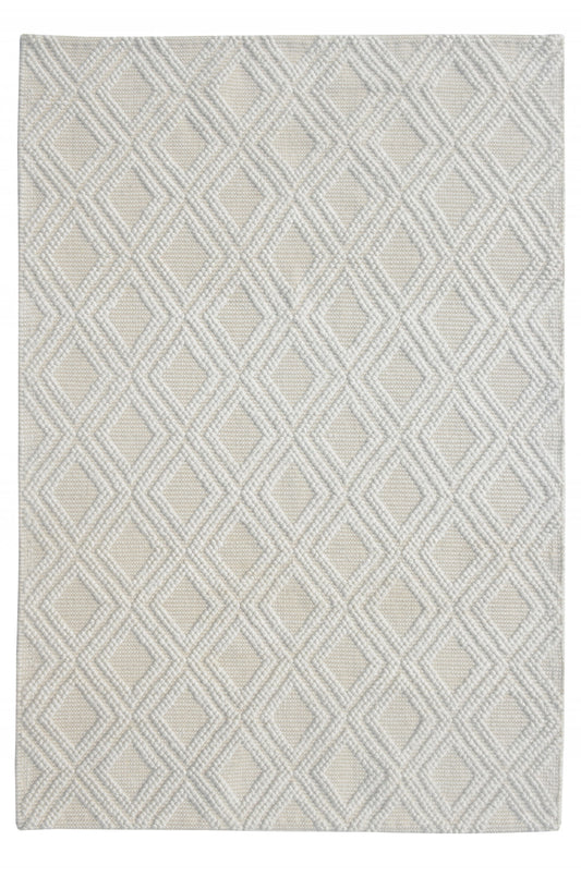 5' x 7' Ivory Geometric Handmade Area Rug