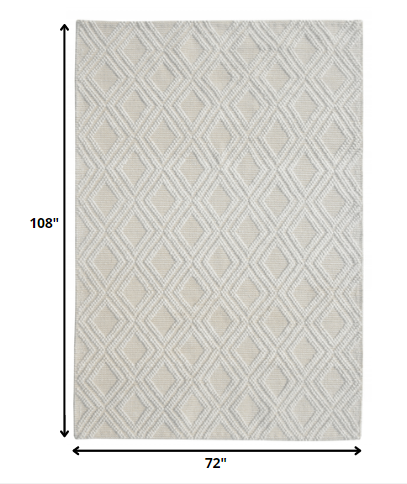 6' X 9' Ivory Geometric Handmade Area Rug