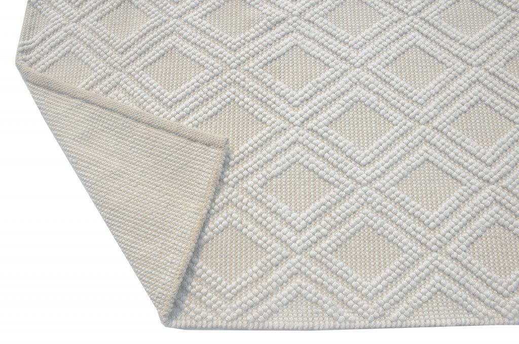 8' X 11' Ivory Geometric Handmade Area Rug