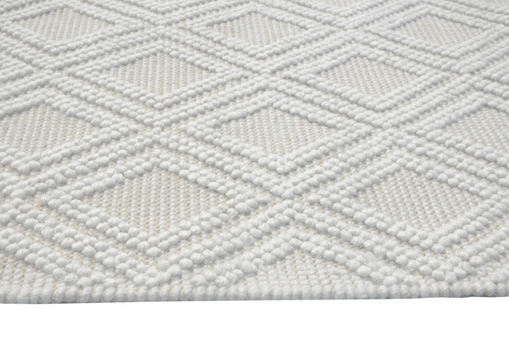 8' X 11' Ivory Geometric Handmade Area Rug