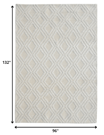 8' X 11' Ivory Geometric Handmade Area Rug