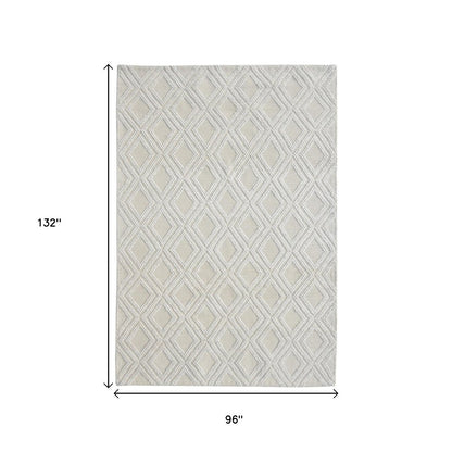 8' X 11' Ivory Geometric Handmade Area Rug