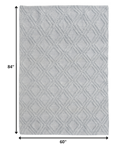 5' x 7' Gray Geometric Handmade Area Rug