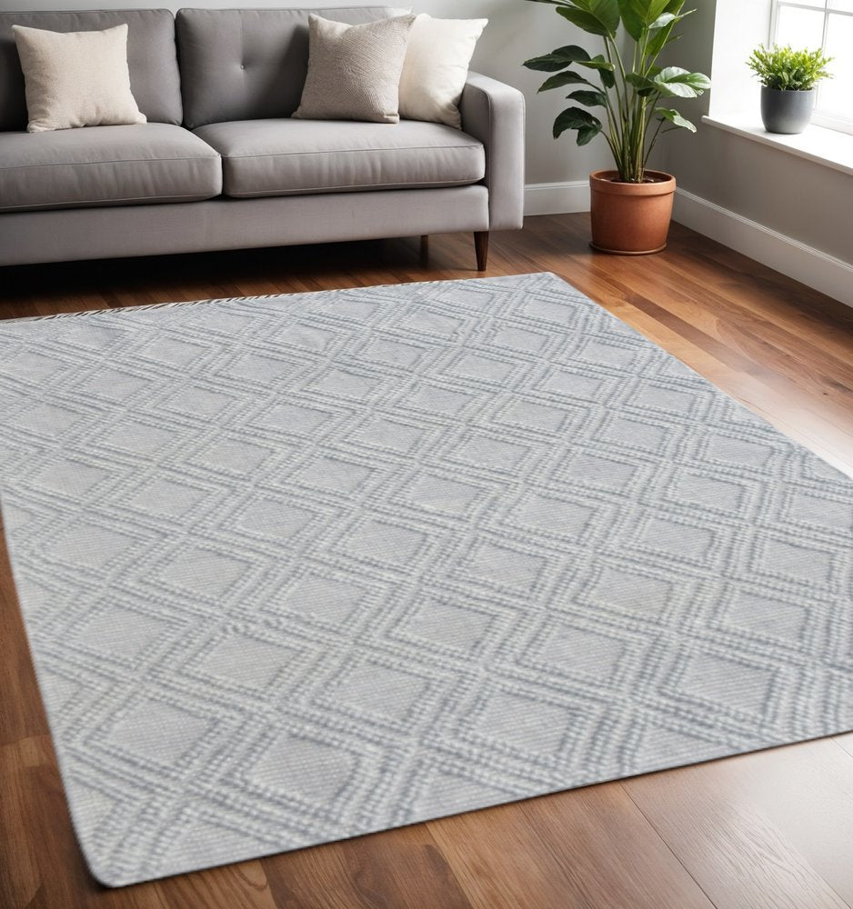 5' X 7' Gray Geometric Handmade Area Rug