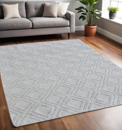 5' X 7' Gray Geometric Handmade Area Rug