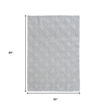 5' X 7' Gray Geometric Handmade Area Rug