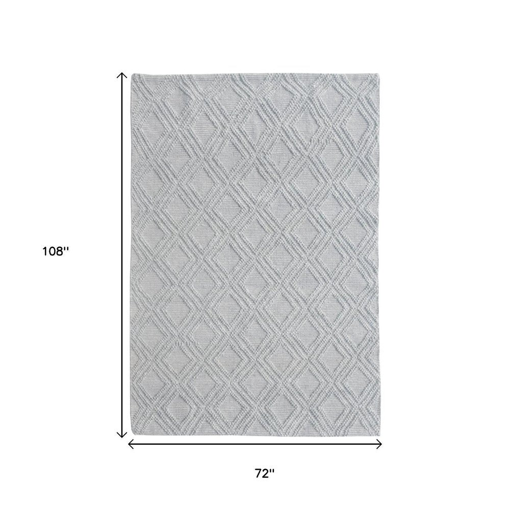 6' X 9' Gray Geometric Handmade Area Rug