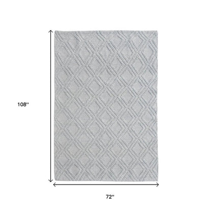 6' X 9' Gray Geometric Handmade Area Rug