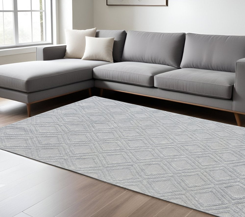 8' X 11' Gray Geometric Handmade Area Rug