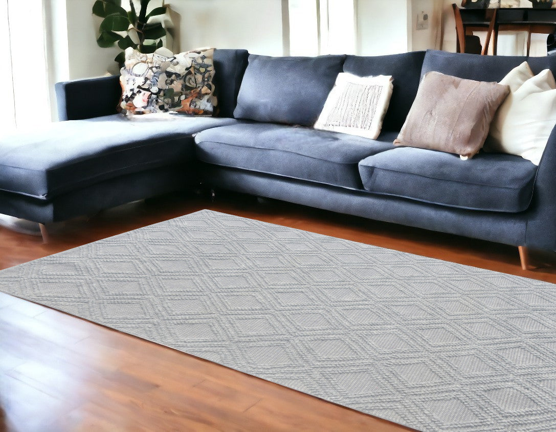 8' X 11' Gray Geometric Handmade Area Rug