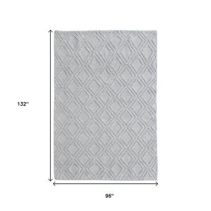 8' X 11' Gray Geometric Handmade Area Rug