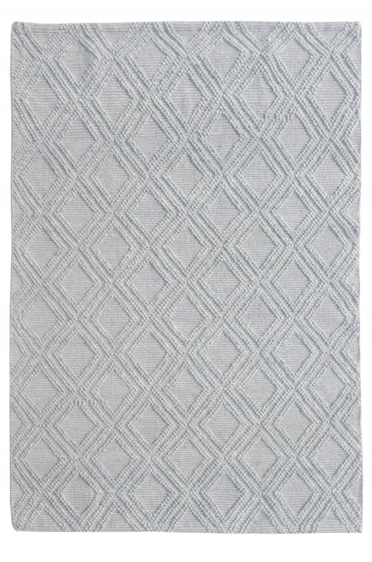 9’ x 13’ Gray Diamond Lattice Modern Area Rug